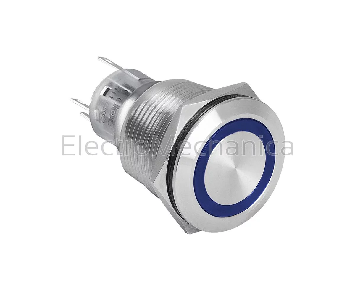 22mm BLU ILL MET. P/BUTTON 220VAC