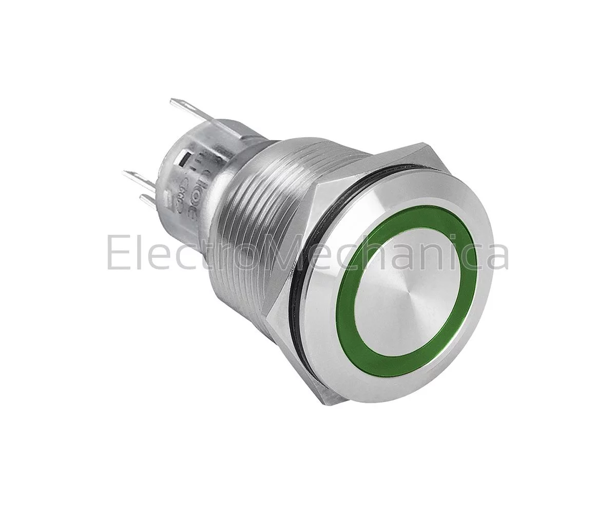 22mm GRN ILL METAL P/BUT 24VAC/DC