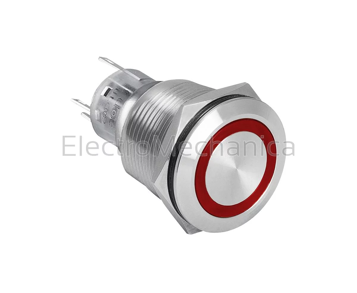 22mm RED ILL METAL P/BUT 24VAC/DC