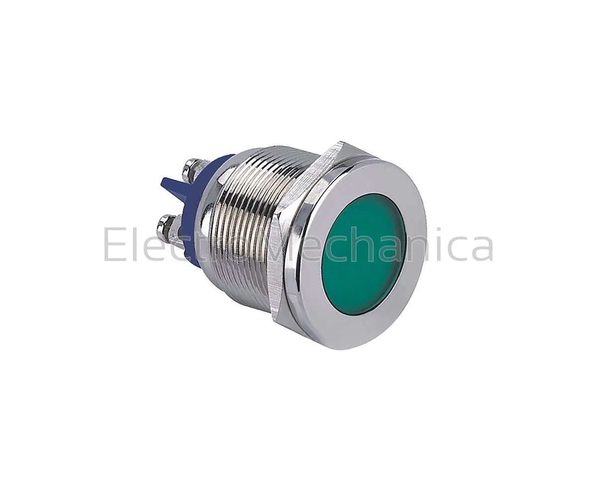 22mm METALIC GRN LED PL 220VAC/DC