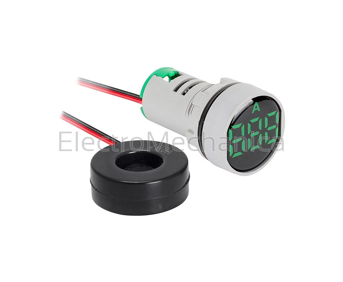 22mm P/MNT GRN AMMETER 0-100A+CT