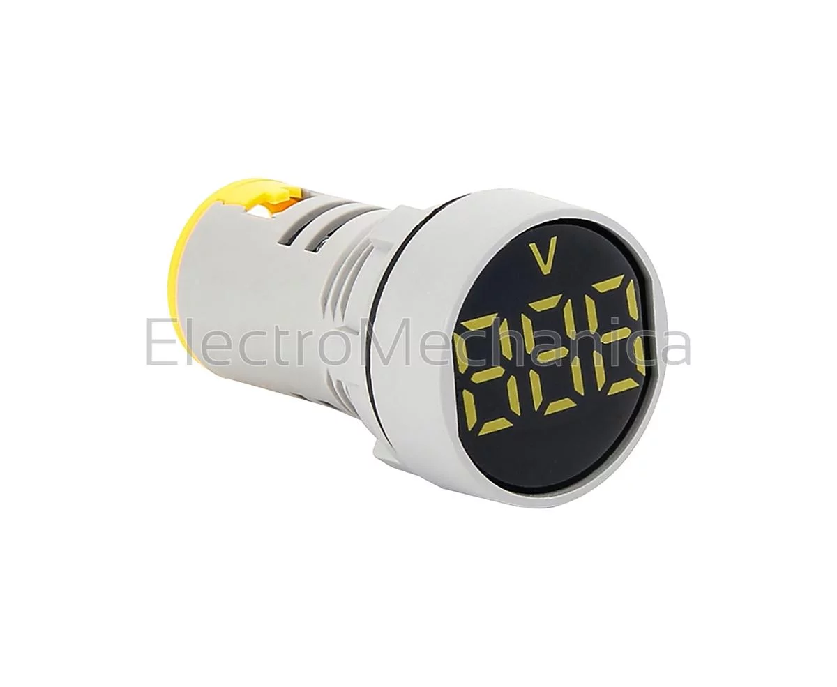 22mm YEL P/MNT V/METER 20-500VAC