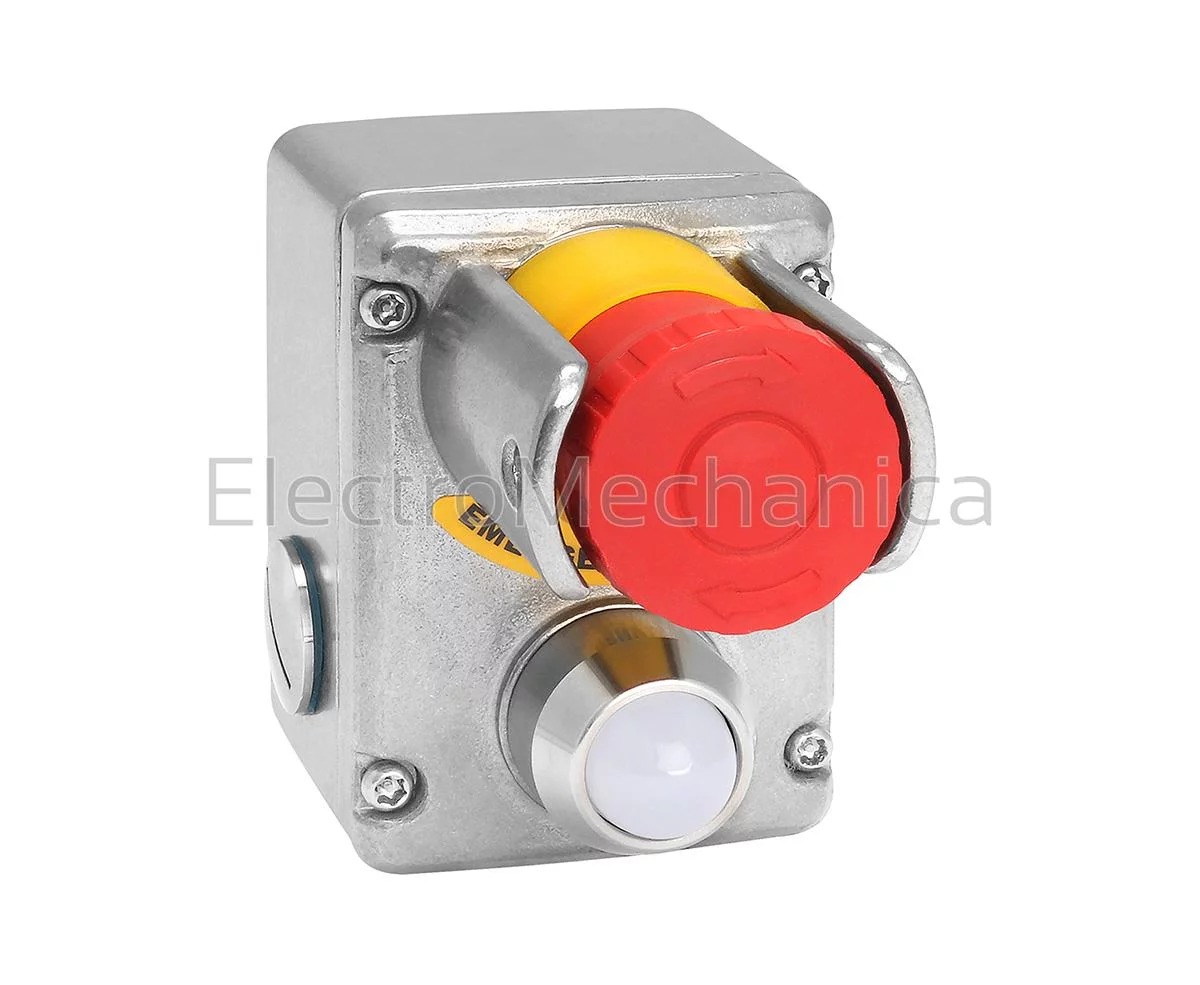 SS ESTOP 3LED 24VDC WSHROUD IP69
