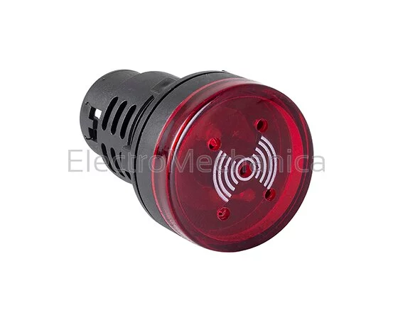 30mm RED LED+BUZZER 220VAC/DC