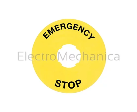 EMERGENCY STOP LABEL 90mm