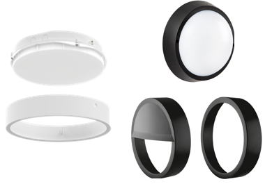 VALUE LED BULKHEAD ROUND 300 24W PS 3CCT IP65 BLACK