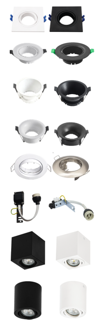 GU10 DOWNLIGHT PC SQUARE 75 TILT IP20 BLACK